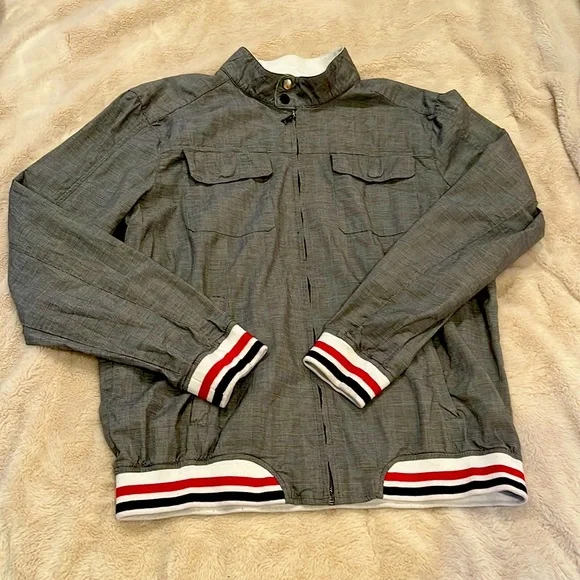 Mens XL 95% cotton gray jacket spring - Picture 1 of 9